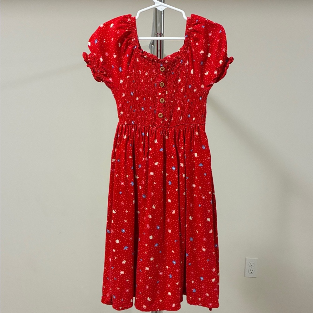 Picapino Girls’ Red Floral Smocked Dress